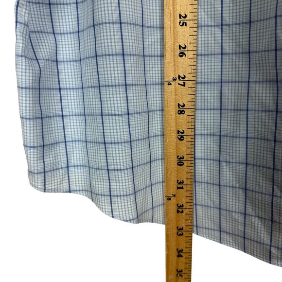 Brooks Brothers Non-Iron Short Sleeve Button Down Shirt Blue Windowpane Check XL - Picture 5 of 6